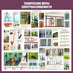 С64 Стенд электробезопасность (технические меры электробезопасности) (1000х1000 мм, пластик ПВХ 3мм, Прямая печать на пластик) - Стенды - Стенды по электробезопасности - Магазин охраны труда ИЗО Стиль